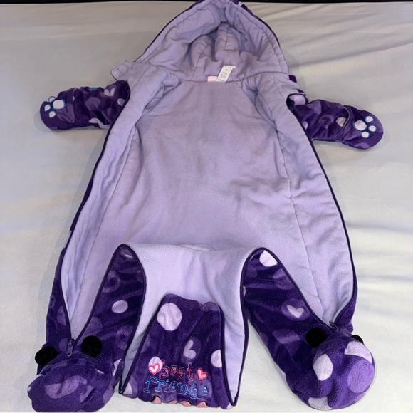 Disney Footie Baby Minnie Daisy Purple Polka Dot Hearts Bunting Bag Sz 6/12 Mo - Picture 3 of 15